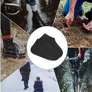 Black Waterproof Silicone Over-the-Shoe Covers Non-Slip Size Large UNISEX
